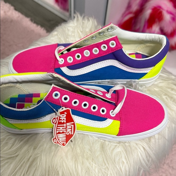 Vans Women's Pink, Blue, and Yellow Sneakers - Picture 1 of 1